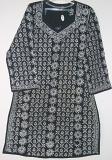 Kurti Tunic Black Hand Embroidered Kurti for Women (Small) #012